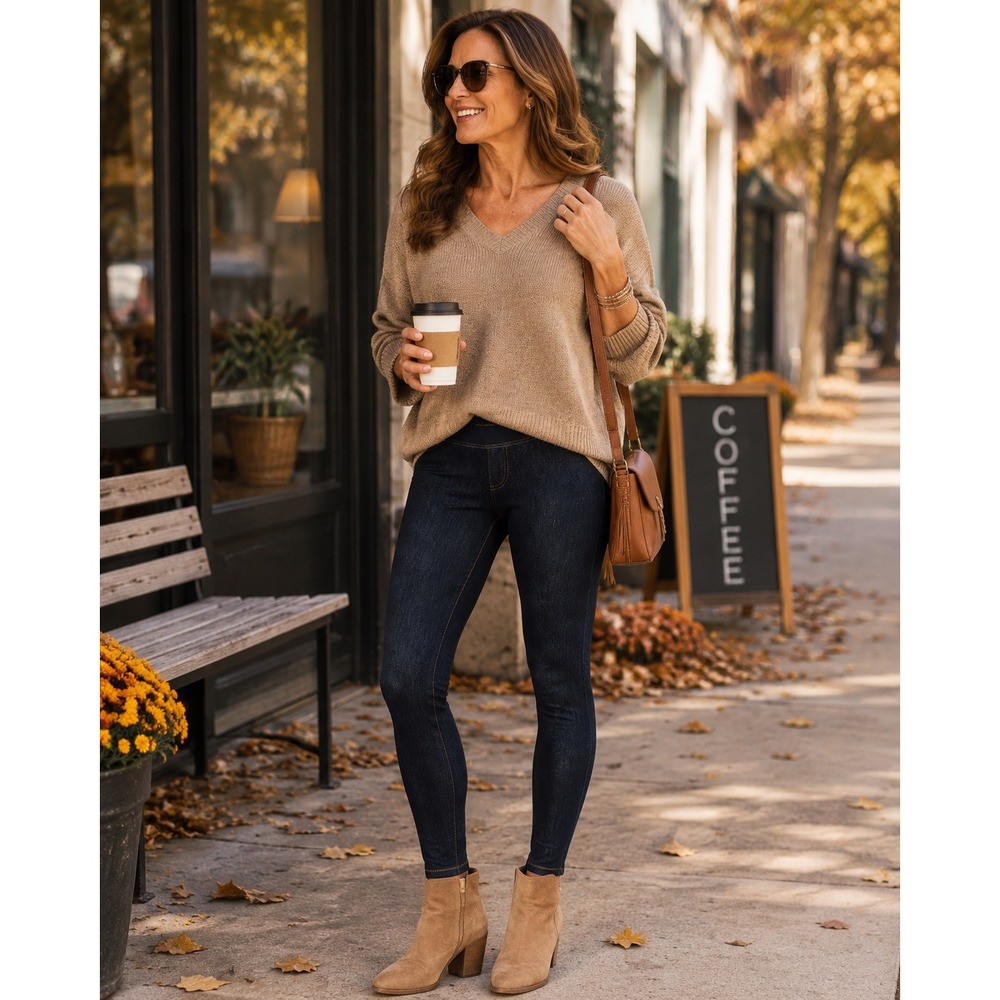 NWT HUE Denim Leggings Women's Small Dark Denim Jeggings Pull On $40 MSRP